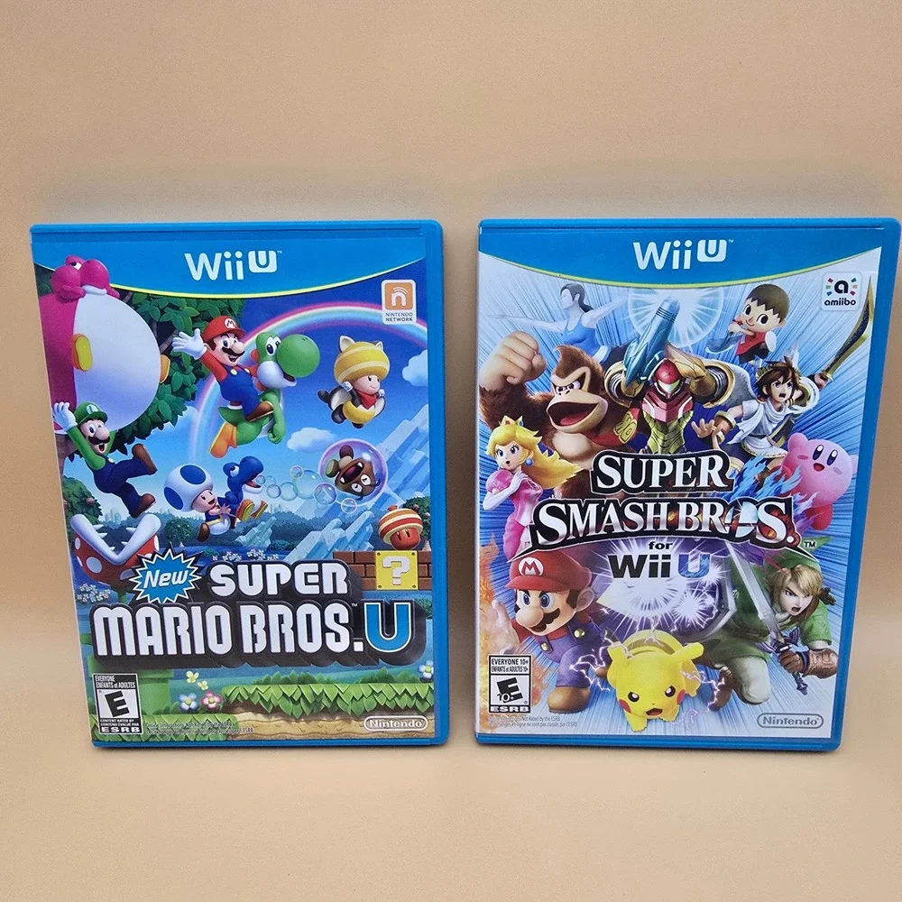 Nintendo Wii U Game Lot New Super Mario Bros U and Super Smash Bros Brawl Wii